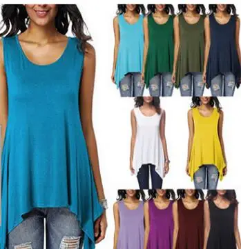 

2018 Spring and Summer New Women's O-Neck Sleeveless Loose T-Shirt