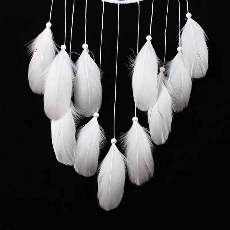 With Feathers Wall Hanging White Decoration Crafts Dreamcatcher Wind Chimes Handmade Dream Catcher  D1