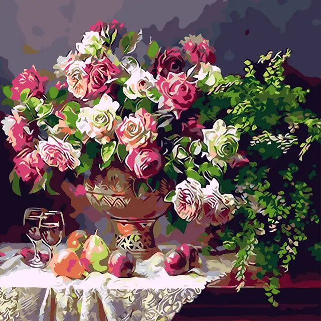 1New 40*50cm DIY Multi Colors Flower Paint By Number Digital Oil