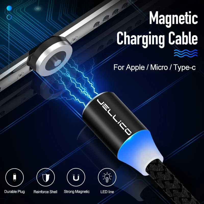 Jellico المغناطيسي شاحن المصغّر usb كابل ل Xiaomi هواوي شاحن هاتف محمول يعمل بنظام تشغيل أندرويد سريع شحن المغناطيس سلك Microusb كابل بيانات سلك