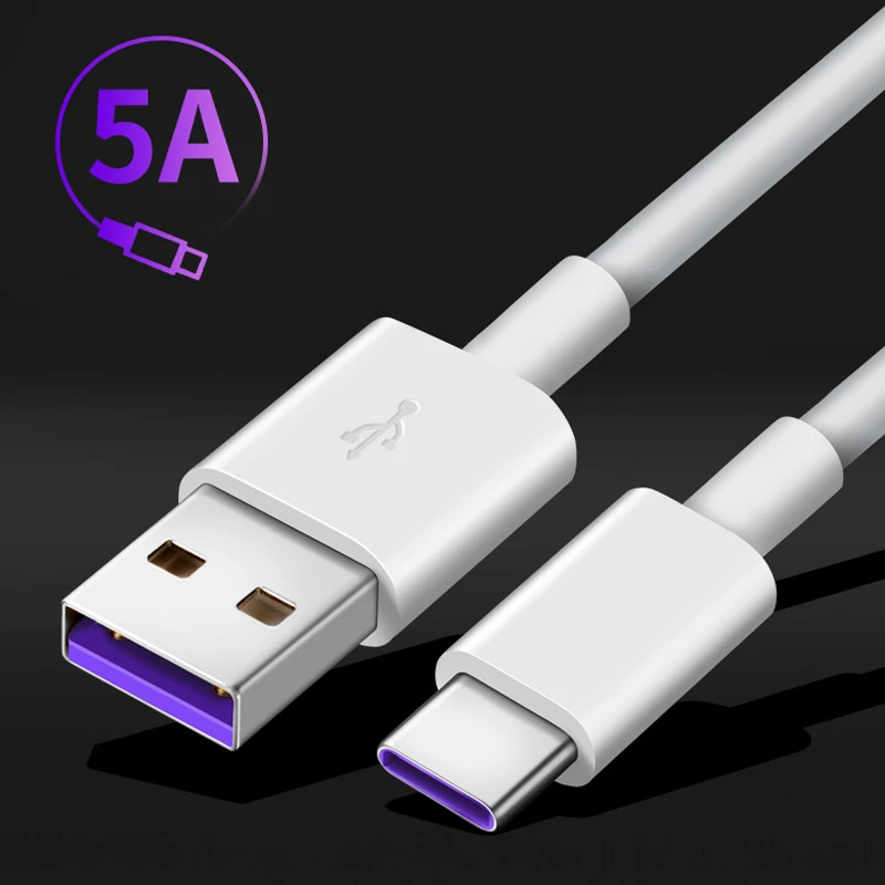 

USB Cable 5A SuperCharge Current Fast Charging TPE Noodle Type C USB Charger Cable Wire Cord for Huawei P20 Lite Mate 10 Pro