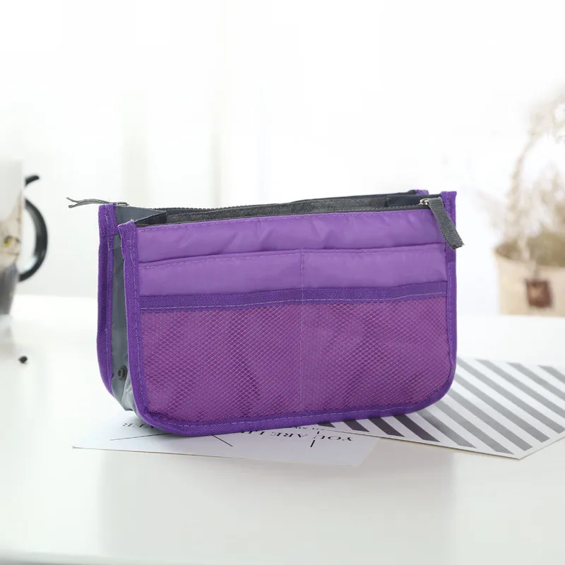 Portable Makeup bag Canvas Travel Bags Make Up Organizer Bag Women Men Casual Multifunctional Cosmetic Toiletry Storage Handbag - Цвет: Фиолетовый