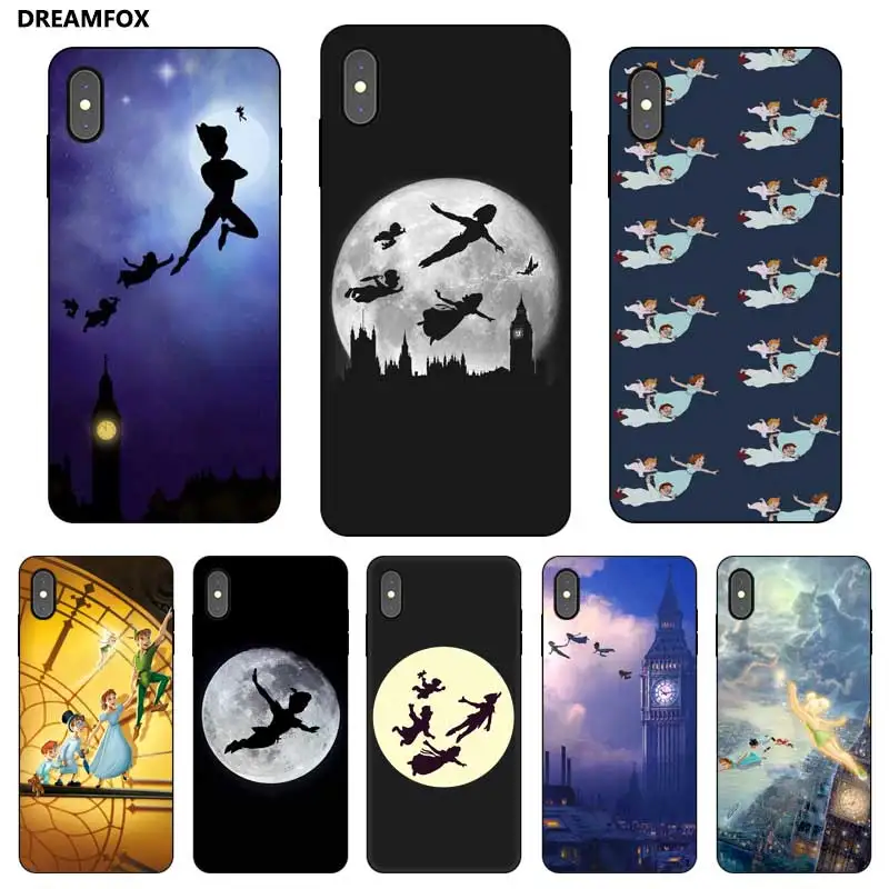 P164 в стиле Питер Пэн черный силиконовый чехол Обложка для Apple iPhone 11 Pro XR XS Max X 8 7 6 S