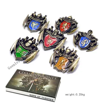 NEW 6-8pcs Game of Throne Necklace Stark Vintage Wolf Pendants Necklace Badges Brooch Action Figures Zinc Alloy Collection Toys