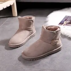2018 г. новые модные зимние простые зимние ботинки, женские однотонные повседневные толстые теплые короткие ботинки