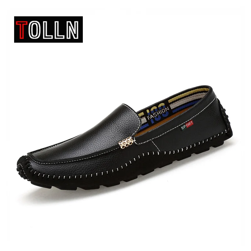 

Leather Mens Casual Shoes Slip on Men Loafers Walking Driving Outdoor Brown Black Luxury Man Formal Fashion Boat Sneakers