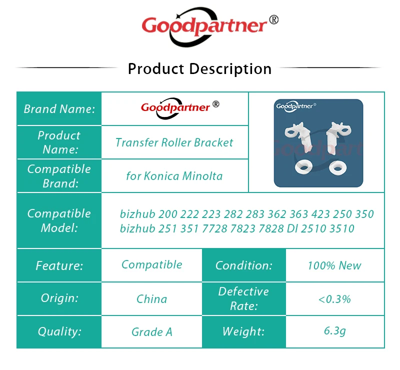 Партиями по 5 комплектов A1UDR70500 передаточный валик кронштейн для Konica Minolta тонер Konica Minolta bizhub 223 282 283 362 363 423 250 350 251 351 7728 7823 7828 Di 2510