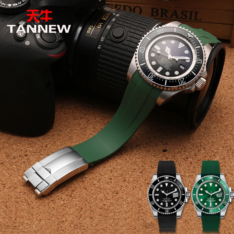 

Rubber watch strap,silicone watchbands curved interface for 116610LV-97200 watch band waterproof.sweatproof strap 20mm 21mm