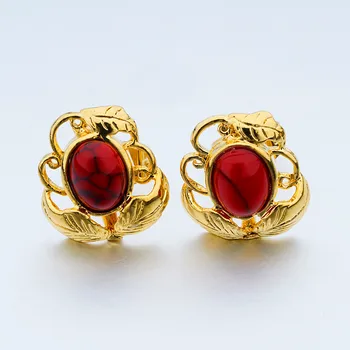 

New Trendy Style Vietnam Sand Gold Color Earring Jewelry Natural Gem Stone Flower Stud Earrings For Women Girls