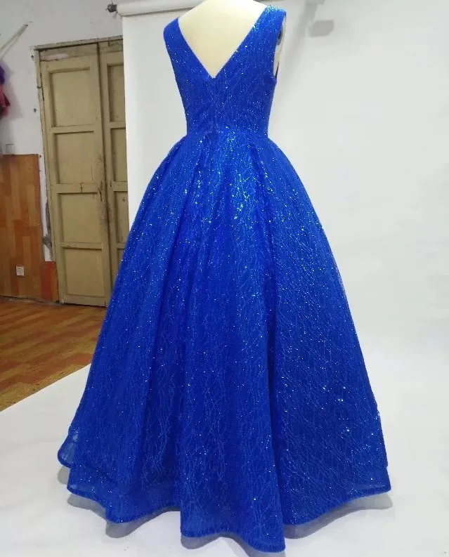 vestido longo azul