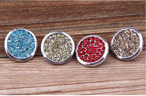 

30pcs /lot New Zinc Alloy Enamel Rhinestone Buttons round Snap Buttons Mixed Color Snaps button charms