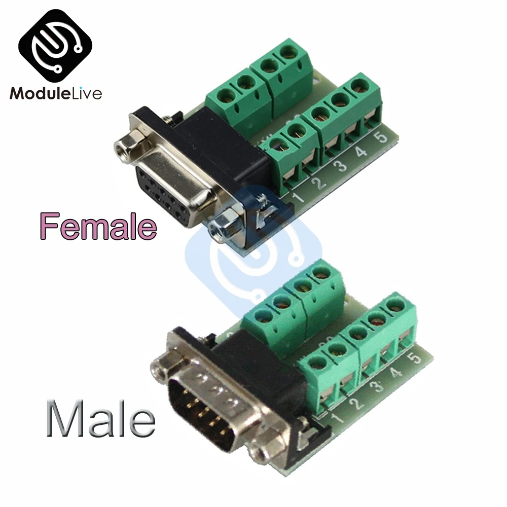 

DB9 Male Female Adapter Signals Terminal Module RS232 Serial To Terminal DB9 Connector