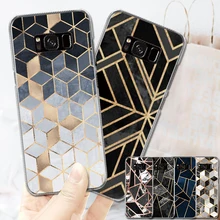 Золотой боковая неправильный многоугольник чехол под мрамор для samsung Galaxy S4 S5 S6 S7 край S8 S9 S10 плюс S10e Note 4 5 8 9 ТПУ чехол для телефона