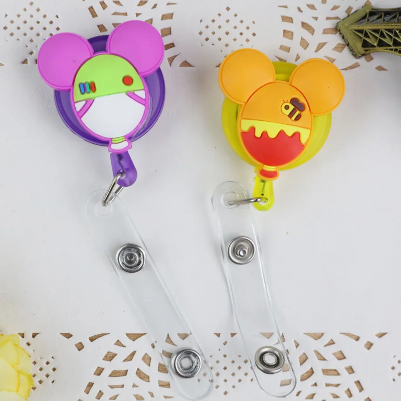 1Pc Mickey Minnie Retractable Badge Reel High quality silicone Student Nurse ID Name Card Badge Holder Office Supplies
