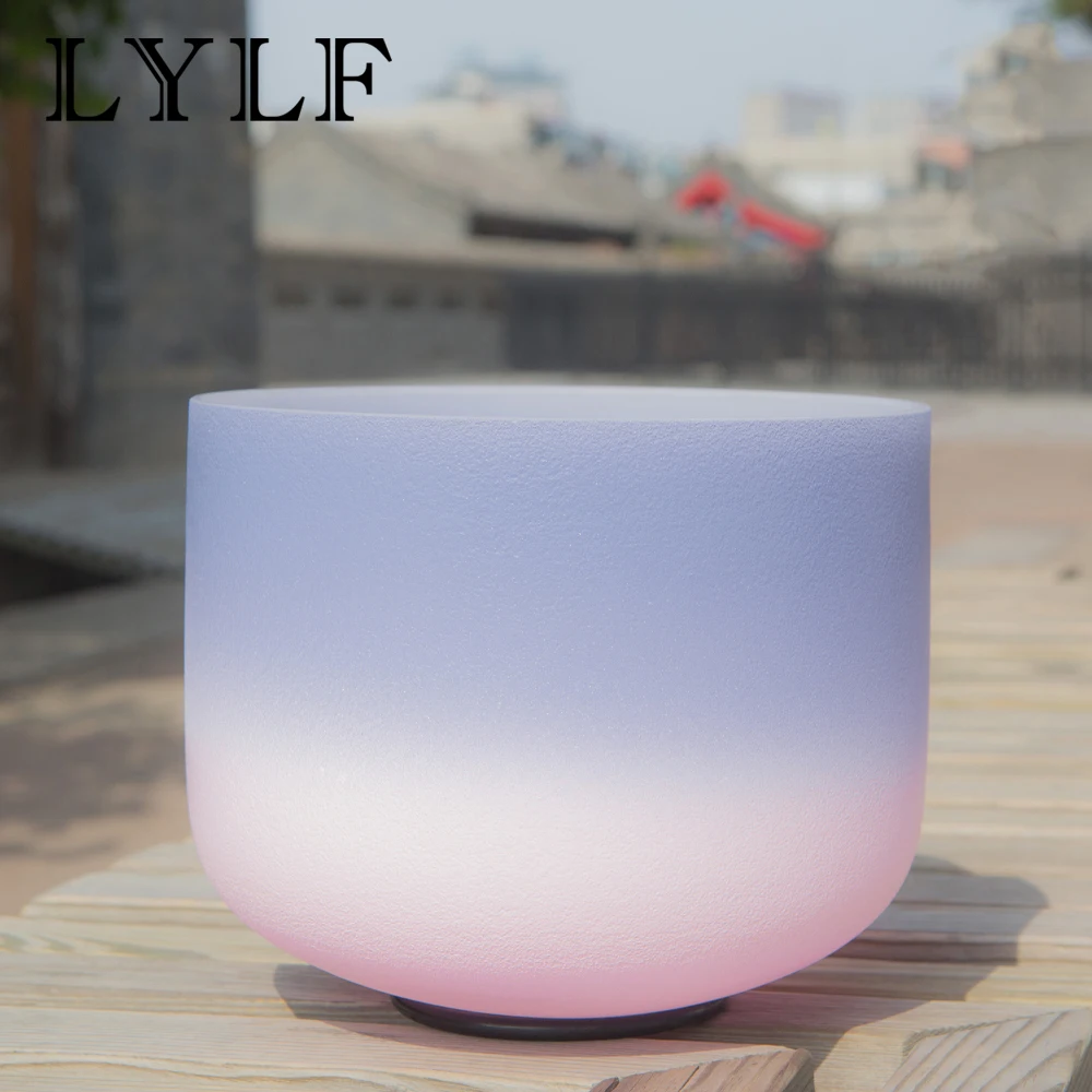 

12 Inch A Third Eye 440hz 432hz Navy Blue Indigo Light Pink Quartz Crystal Singing Bowl + Mallet