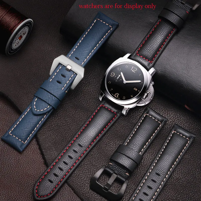 

TKN New Hot Genuine Leather watchband 20 22 24 26mm Red Blue Python pattern Leather Strap With Buckle Replacement Male Belt