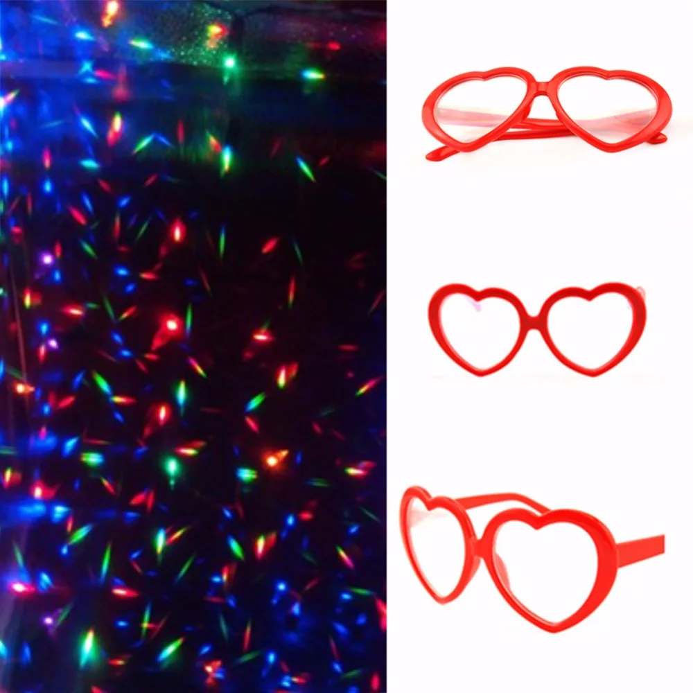 2 шт Красное сердце 3D Рождество и год пластиковые очки, Призма дифракционные очки мульти-всплески для фейерверков дисплеев