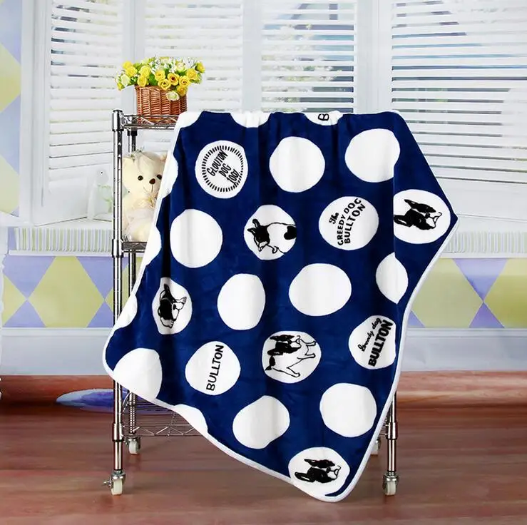 Из мягкого флиса кошка Бультерьера одеяла с бульдогом для кровать коврики дом любимчика кошки собаки кровать Одеяло диван-кровать - Цвет: Blue Bulldog