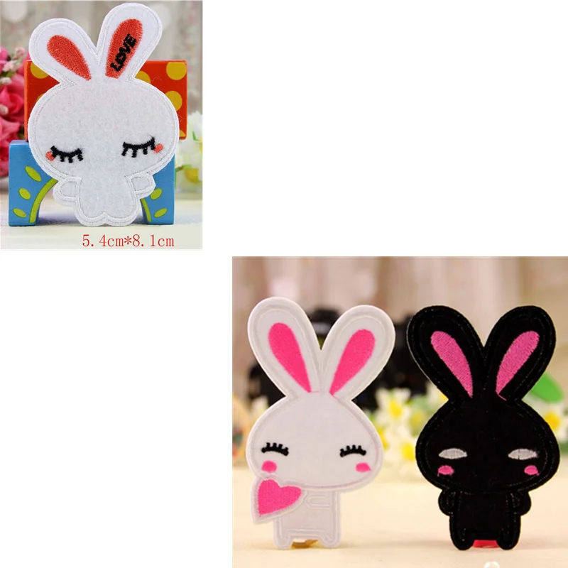 

DIY 1pc Applique Cartoon Animal Embroidery Patches Lovely Rabbit Iron On Patches For GarmentFor Clothing