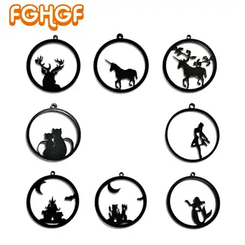 

1pc Unique Acrylic Bezel Pendant UV Resin Hollow Black Frame Charms Sailor Girl Unicorn Decorations Handmade Jewelry DIY