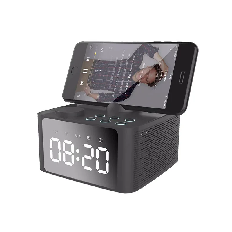 

Wireless Bluetooth speaker Bedside Alarm Clock Amplifier mobile support phone bracket Multi-function display Subwoofer Speaker
