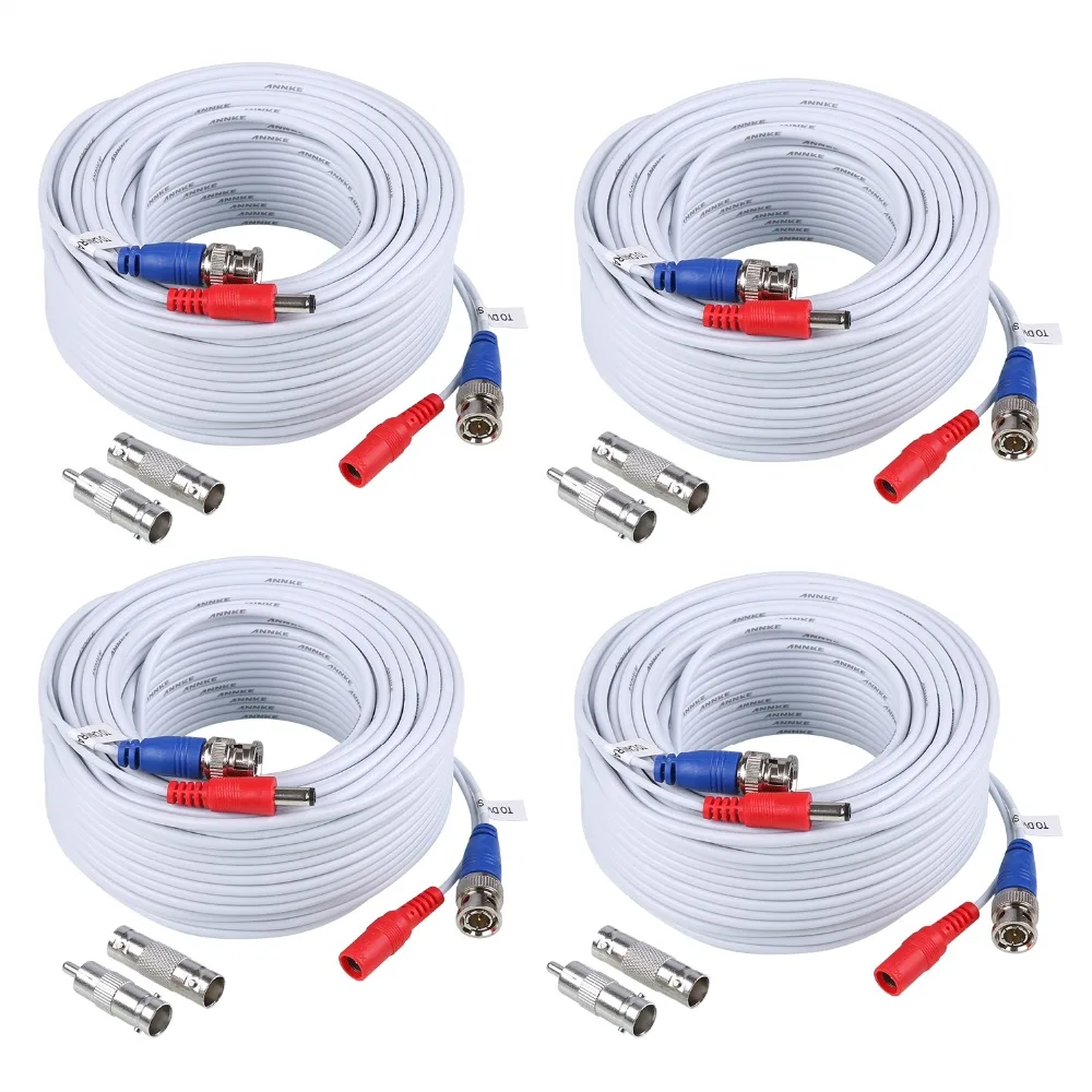 SANNCE 4pcs 100ft 30M Security Camera Video Power Cable Cord BNC RCA Wire for CCTV Camera DVR Surveillance System Accessories SANNCE 4pcs 100ft 30M Security Camera Video Power Cable Cord BNC RCA Wire for CCTV Camera DVR Surveillance System Accessories