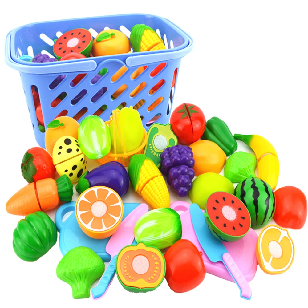 

23pcs/set Cutting Fruit and Vegetable Toys Pretend Play Children Kitchen Toys Plastic Miniature Food for Dolls Kids Gifts
