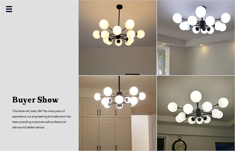 Horsten Nordic Creative Magic Bean Pendant Lights 6812 Heads Glass Ball Pendant Lamp For Living Dining Room Cafe Restaurant E27 (14)