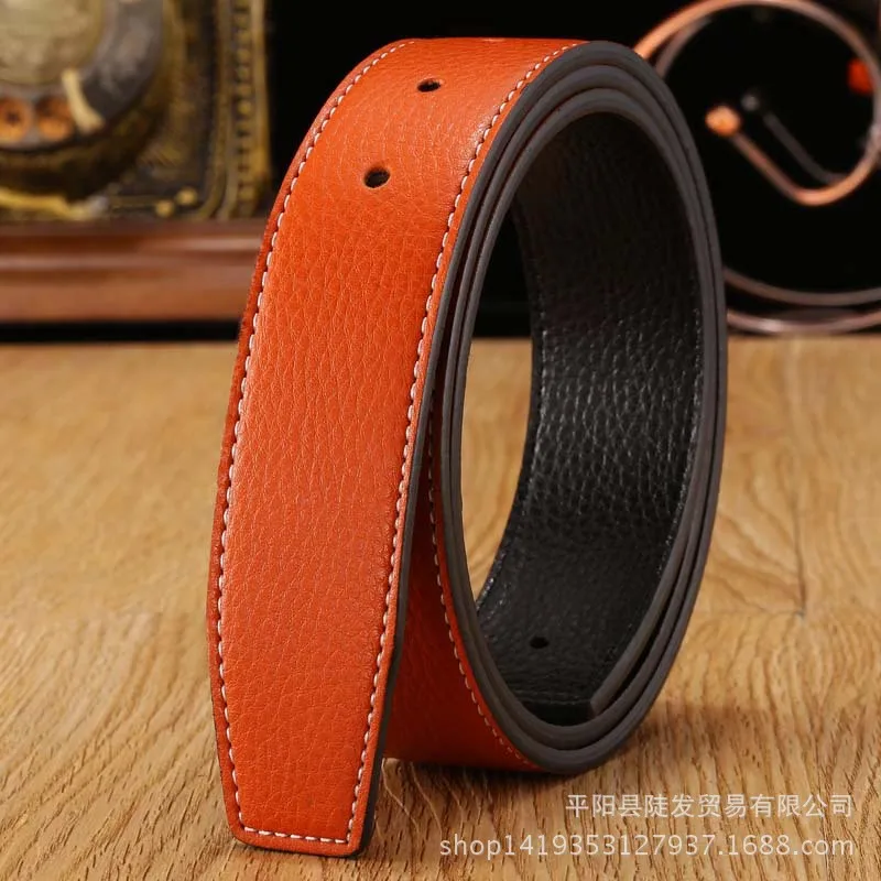 7 colors High Quality Leather Men Belts Male Belts No Buckle For Women H Buckle Two Sides Female Belt Straps With Holes black leather belt Belts