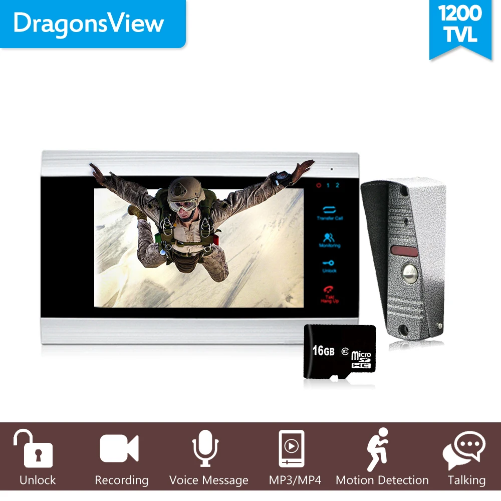 Dragonsview видео телефон двери дверной звонок с камерой 1200TVL День ночного видения водостойкий металлический