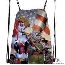 Изготовленный На Заказ harley_quinn_Drawstring рюкзак сумка милый рюкзак дети ранец(черная спина) 31x40 см#20180611-02-51
