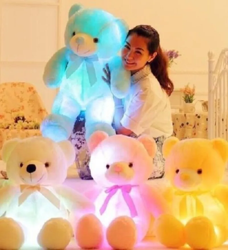 Милая Подушка с медведем 50 см светодиодный свет вспышки красочный светящийся плюшевый мишка детские игрушки подарки для детей девочек и