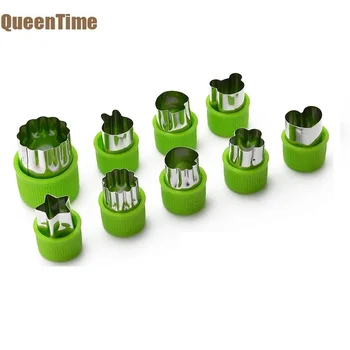 

QueenTime 9pcs/set Stainless Steel Fruit Cutter Mold Carrot Flower Shape Slicer Vegetable Shredders Kitchen Gadgets For Children