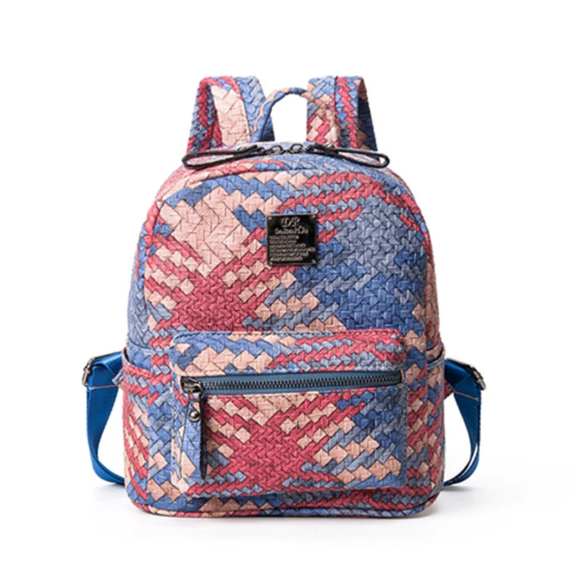 UNstyle New Street Backpacks Fashion Trendy Color Weave Shoulder Bags Casual Office College Backpacks Travel Bags