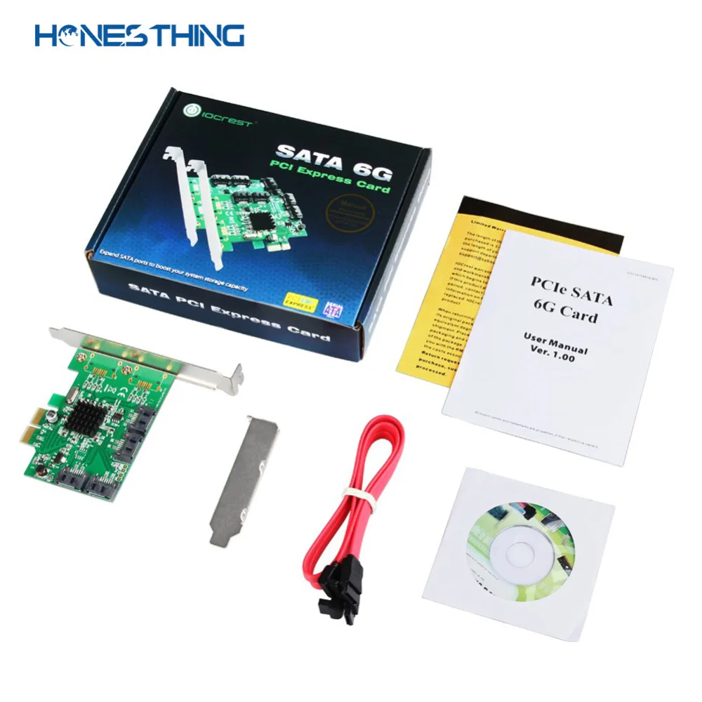 HonesThing PCI-e 4-Ports 6Gbs HyperDuo SATA III RAID Controller Card Marvell 88SE9230 with Low Profile Bracket for WINXP7810 5