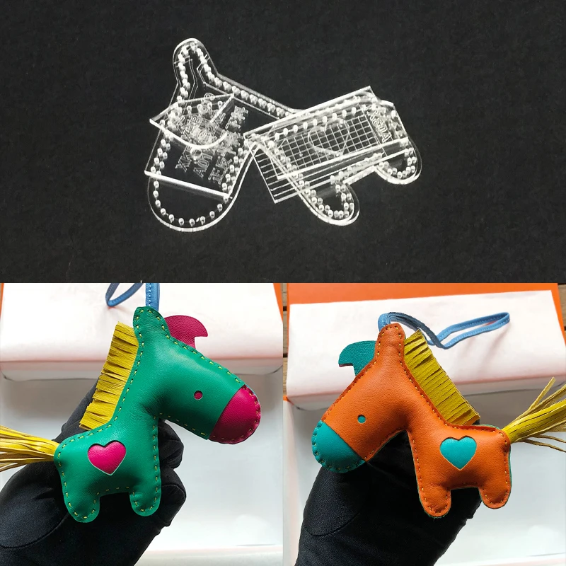 

1pcs DIY Leather Craft Cute Mini Horse Acrylic Pattern Stencil Template Key Ring Sewing Tool for Leathercraft Tool Set 10x10x1cm