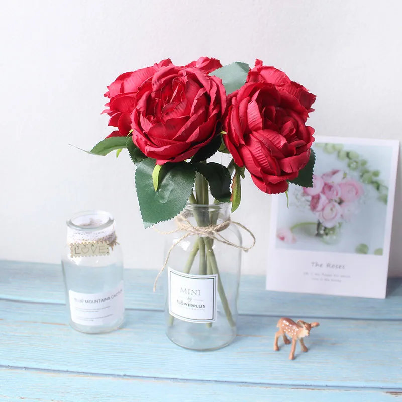 artificial flowers peony bouquet wedding silk roses  (147)
