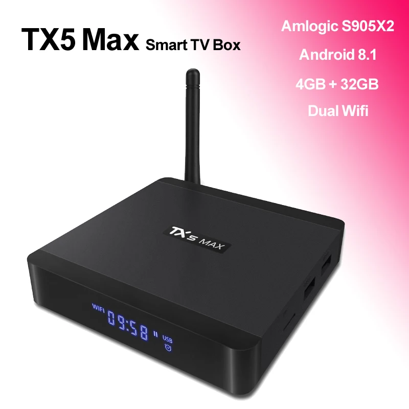 

TX5 Max Anrdroid 8.1 Smart TV Box 4GB RAM 32GB ROM Bluetooth Dual Band Wifi Streaming Media Player Amlogic S905X2 Quad Core New