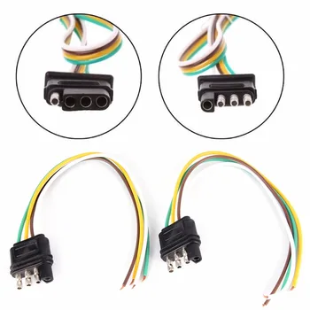 

4-Pin Plug 2ft Trailer Light Wiring Harness Extension 18 AWG Flat Wire Connector 1pc