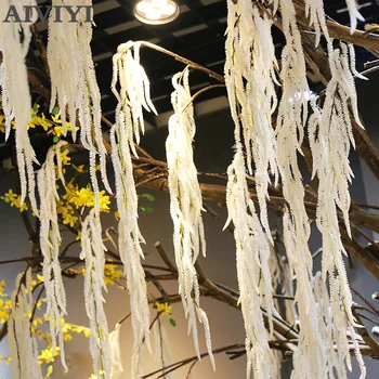

Wedding ceiling wrapped plastic fake flower vine Hotel window garden wedding decor artificial flower plant Wisteria DIY fruits