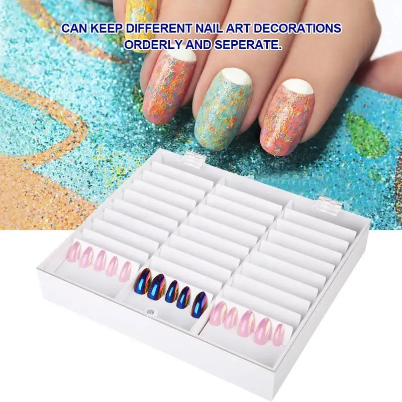 

33 Grids Empty Nail Tips Organizer Storage Box Nail Art Rhinestones Beads Fake Nail Case Container Makeup Manicure Accessory