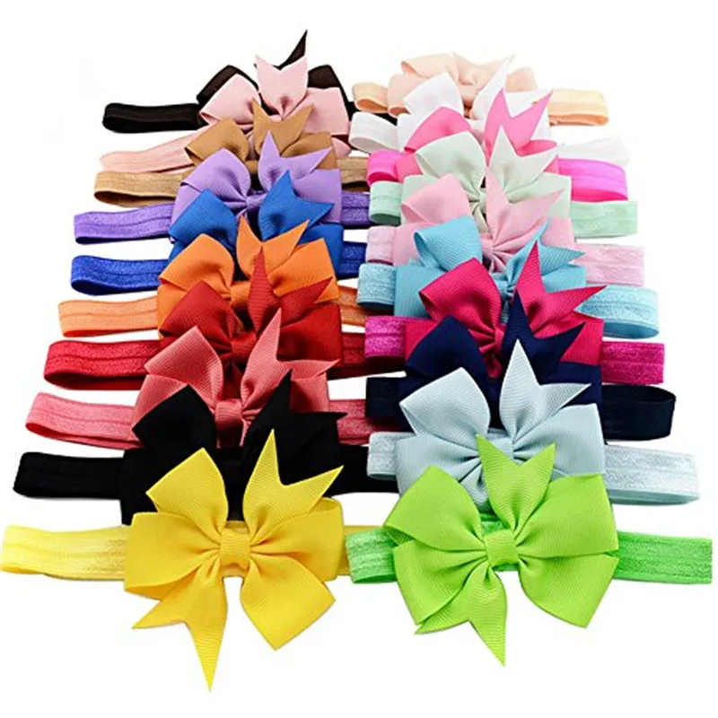 

20pcs/ Pack Multicolor Baby Girls Headband Cute Newborn Chiffon Bow knot Hair Band Children Head wear