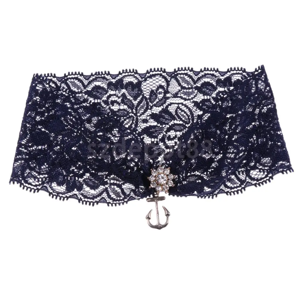 Wedding Bridal Lace Garter Flower Rhinestone Anchor Toss