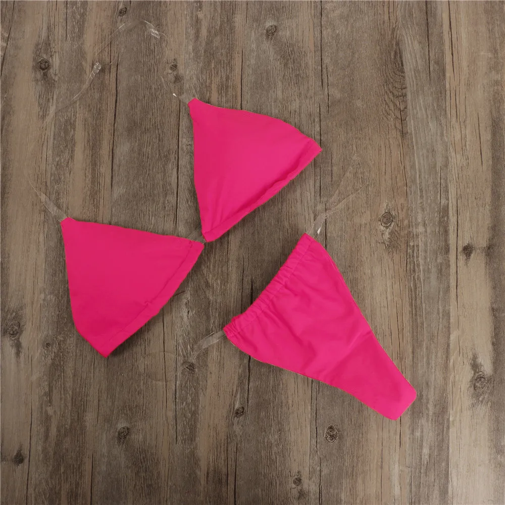 Летний сексуальный женский комплект бикини пуш-ап, лифчик купальник с подкладкой, женский прозрачный купальник на бретелях, купальный костюм, пляжная одежда, горячая Распродажа - Цвет: Красный