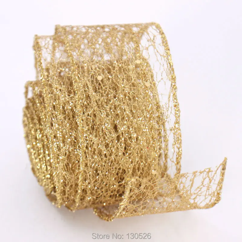 

New Xmas 2mx5cm Solid Decorating ribbon Christmas Gifts Red Golden Mesh Ribbon Event Party supplies Home Decor
