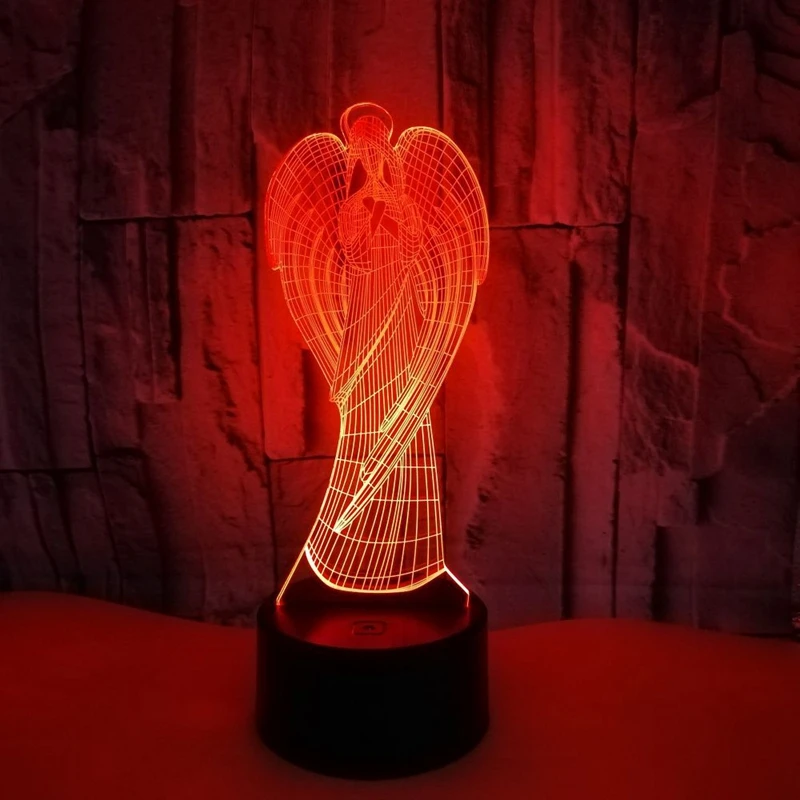 Colorful Angel Shape 3D Touch Led Night Light Home Office Atmosphere Table Lamp for Children Kids Gift USB Light Fixture (7)