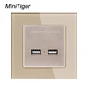 Штепсельная розетка Minitiger с двойным USB портом для индукционной зарядки для мобильных телефонов, выход 5 в 2,1 А, панель из закаленного стекла ► Фото 3/4
