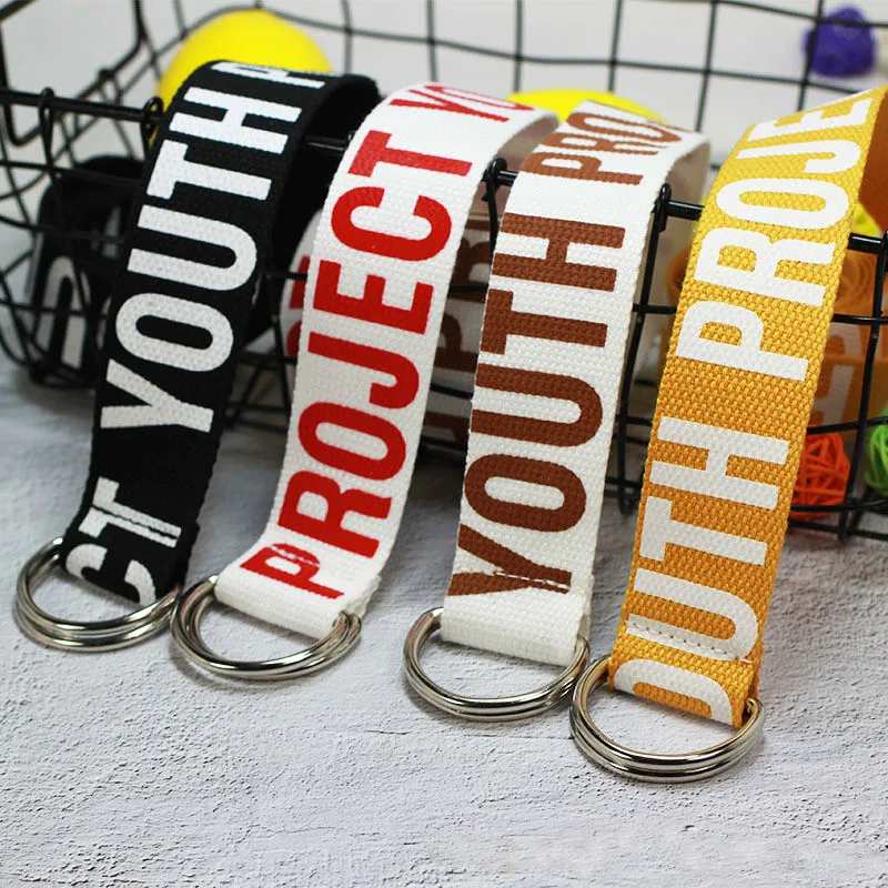 

PYBETA supply direct sales ladies waistband fashion cotton canvas belts simple letters canvas belts 3.8cm x 130cm length