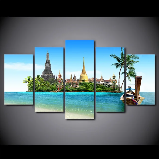 Modular Paintings Home Decor Frame Hd Printed Canvas 5 Pieces Modular Paintings Home Decor Frame Hd Printed Canvas 5 Pieces Tropical Island Pictures Wall Art Thailand