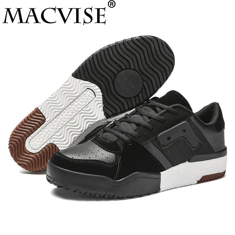 

Macvise Men's Flats Vulcanize Shoes Cotton Fabric Rubber Platform Shoes Student Casual Winter Leather Designer Sneakers